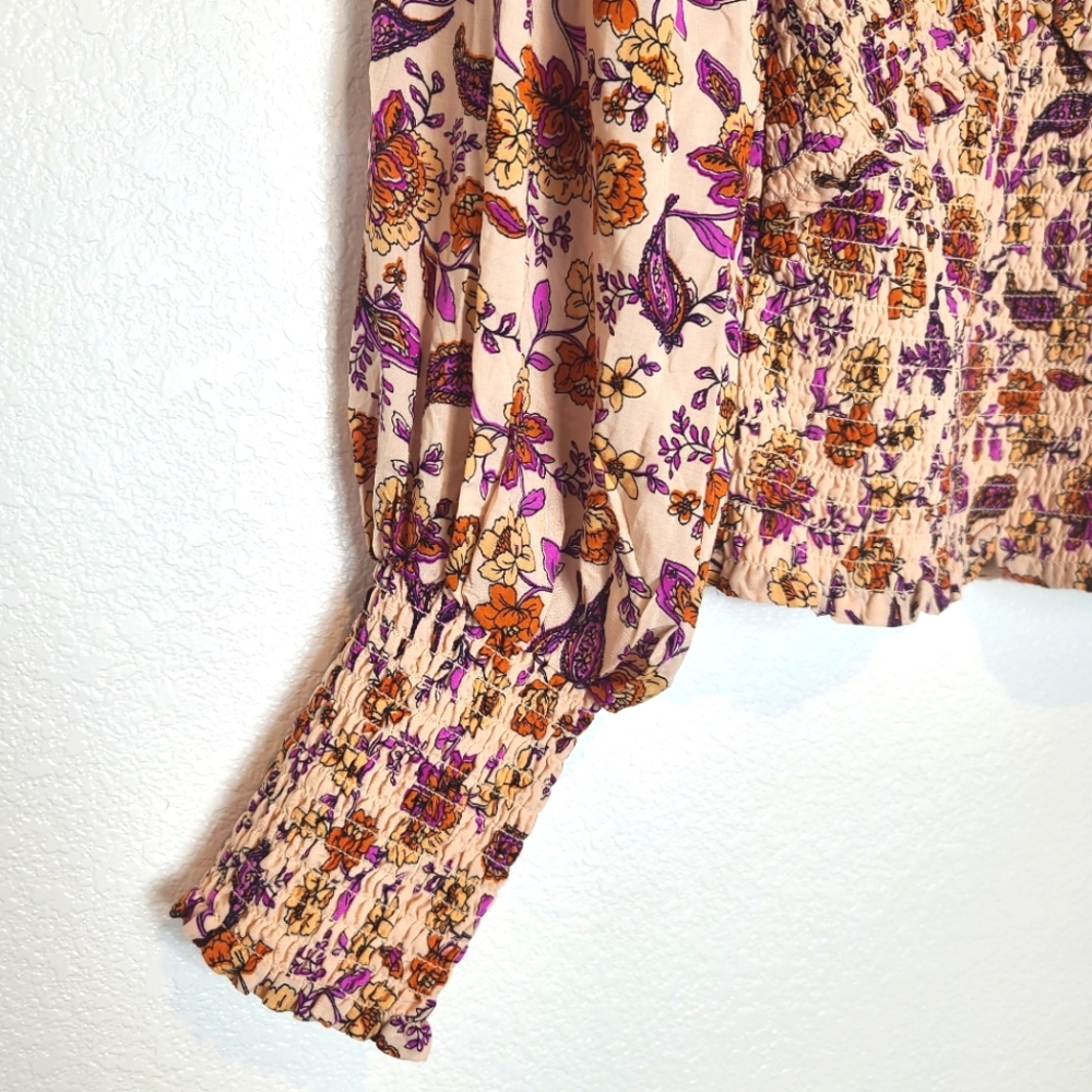 BB DAKOTA Steve Madden Paisley Print Smocked Blouse Top NEW - Picture 9 of 11